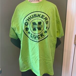 Nebraska Huskers Luck Ultra St. Patrick’s Day T‑Shirt in Neon Green